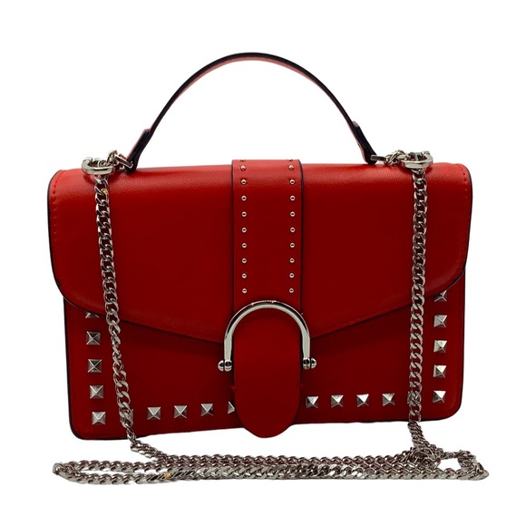 TopShop Red Silver Chain Top Handle Handbag - Picture 4 of 7